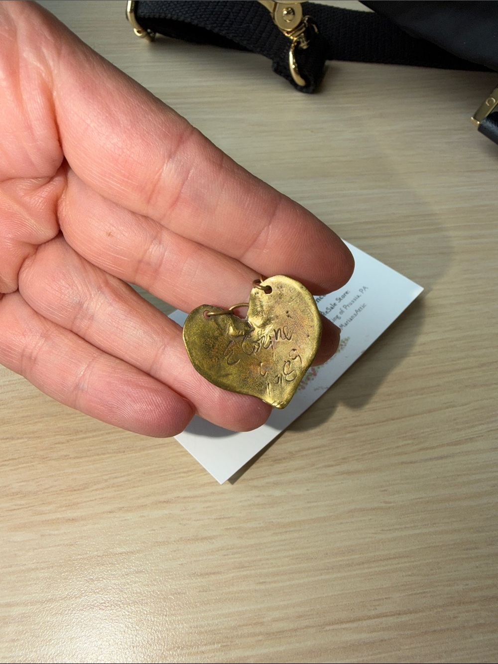 Handcrafted Gold-Tone Heart Pendant Necklace -14k, 925, Stamped Metals Artisan - Picture 3 of 6